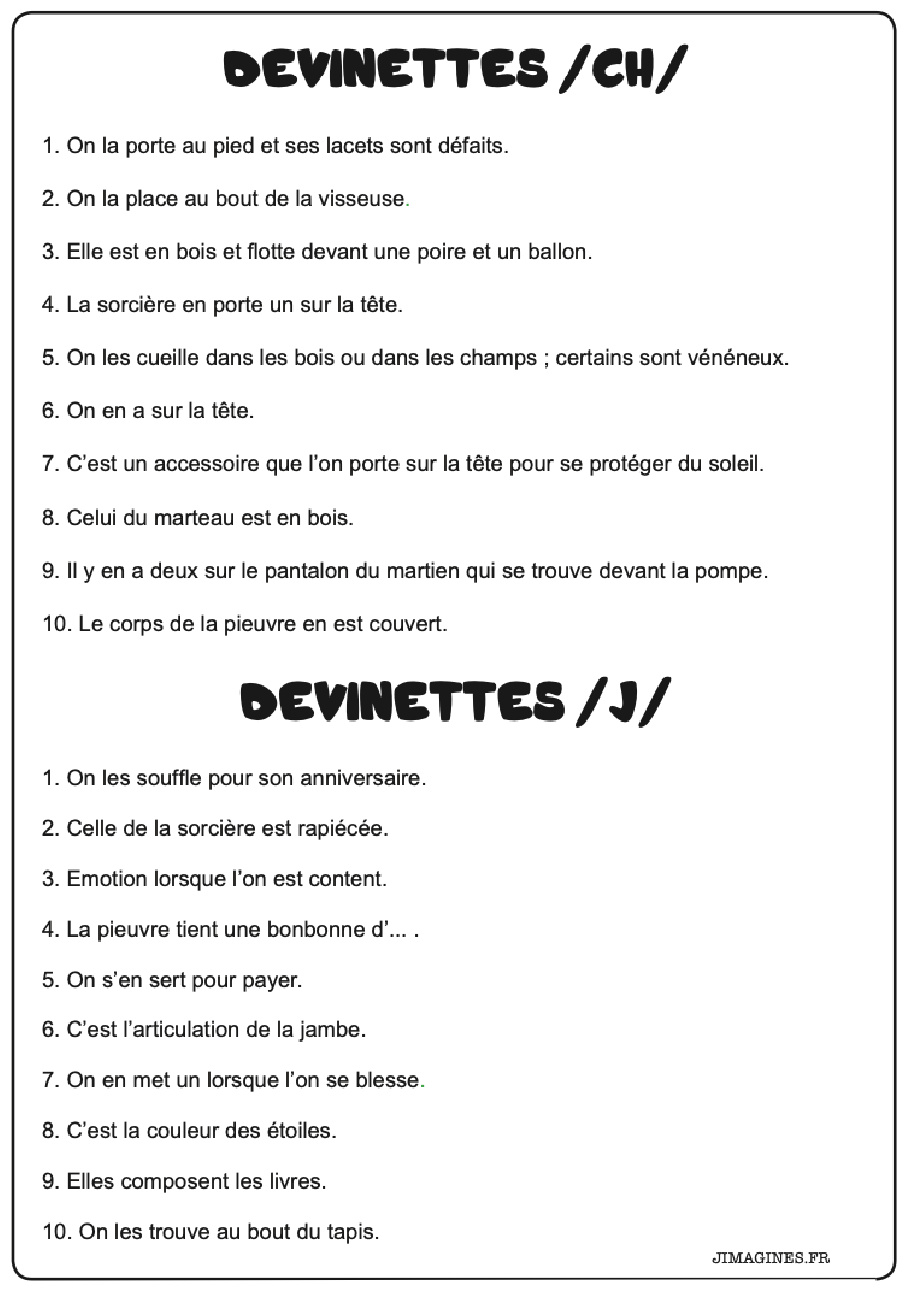 DEVINETTES – J'imagINES